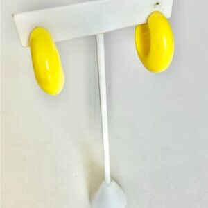 Vintage Plastic Yellow Hoop Clip On Earrings